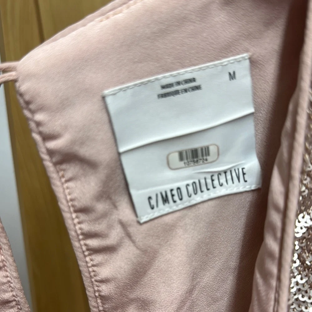 C/MEO Collective Pink Sequin Long Sleeve Blouse Rose Gold Medium